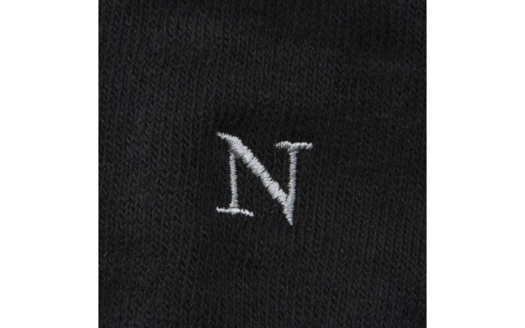 calza uomo nero cotone organico personalizzata iniziali ricamate lettera N N_106A