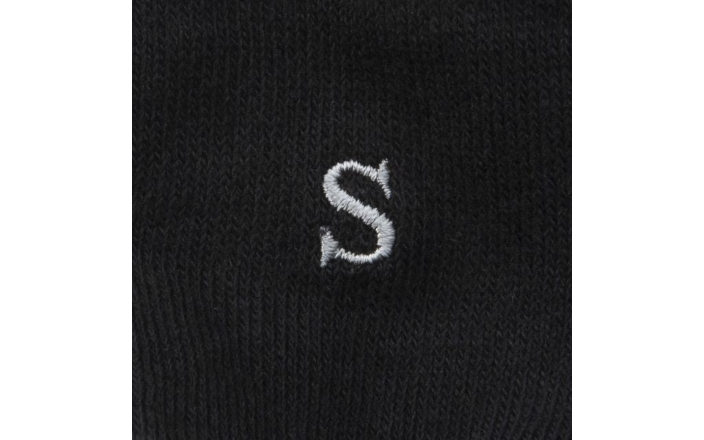 calza uomo nero cotone organico personalizzata iniziali ricamate lettera S S_106A