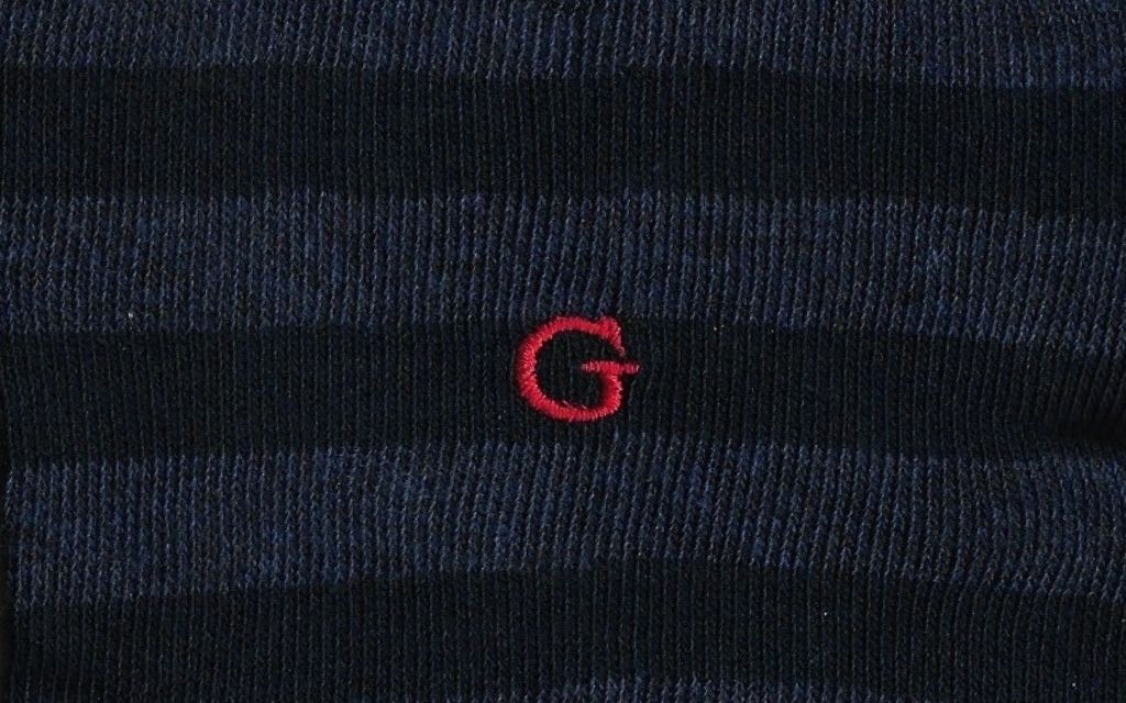 calza uomo riga alta blu navy blu melange cotone organico personalizzata iniziali ricamate lettera G G_201A