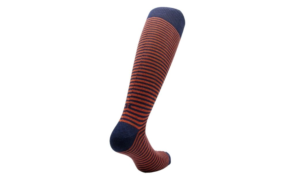 calza uomo riga blu melange - arancio cotone organico personalizzata iniziali ricamate 305___A