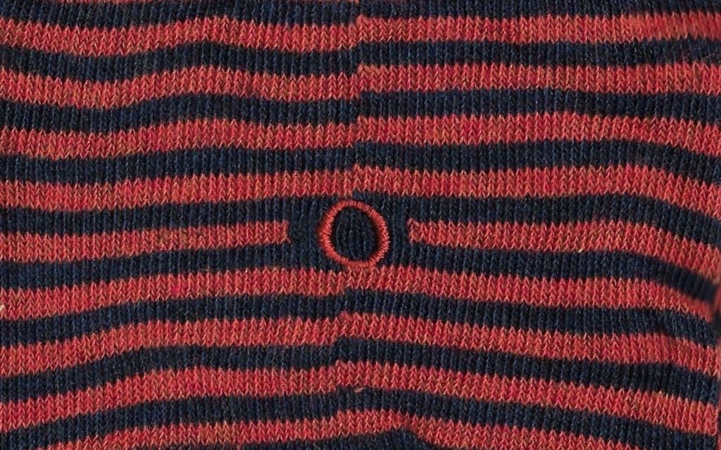 calza uomo riga blu melange - arancio cotone organico personalizzata iniziali ricamate lettera O O_305A