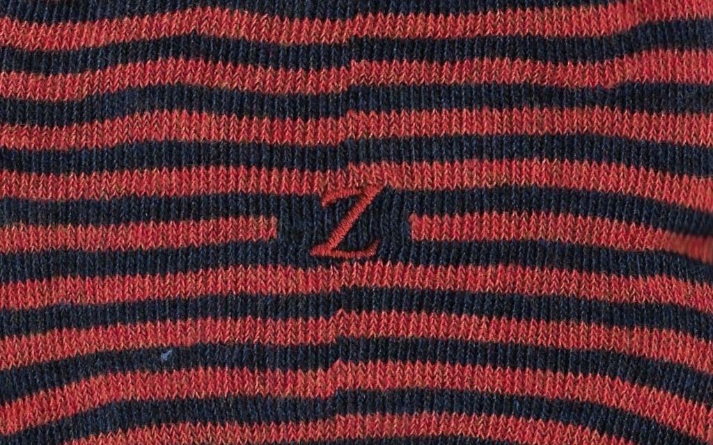 calza uomo riga blu melange - arancio cotone organico personalizzata iniziali ricamate lettera Z Z_305A