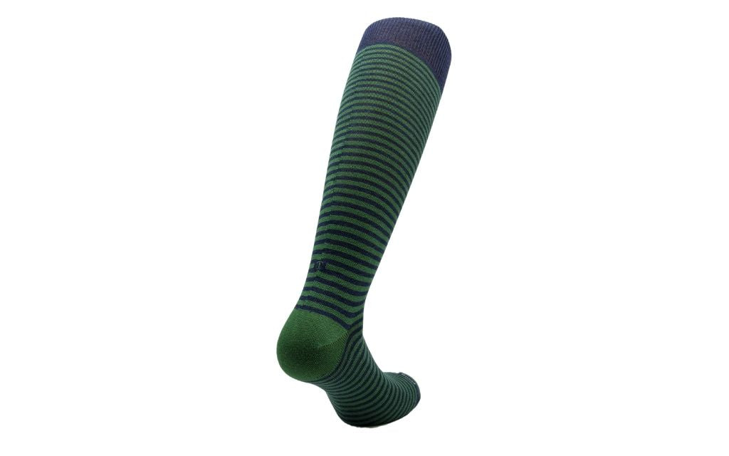 calza uomo riga blu melange - verde cotone organico personalizzata iniziali ricamate 304____A