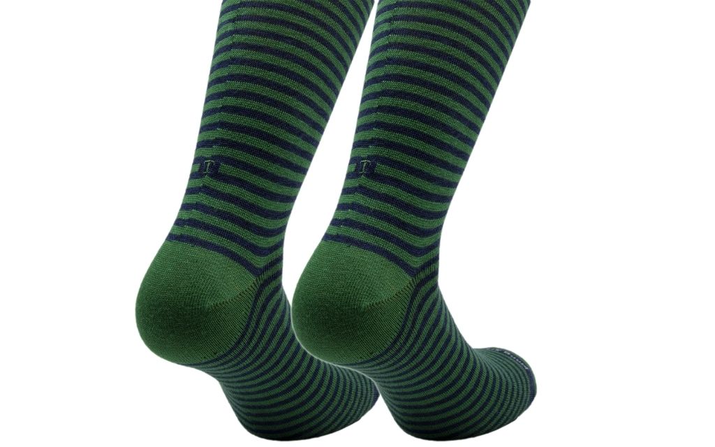 calza uomo riga blu melange - verde cotone organico personalizzata iniziali ricamate 304_____A