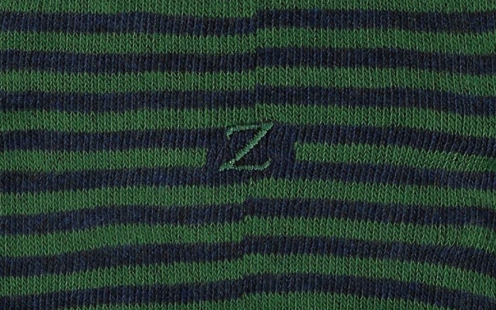 calza uomo riga blu melange - verde cotone organico personalizzata iniziali ricamate lettera Z Z_304A