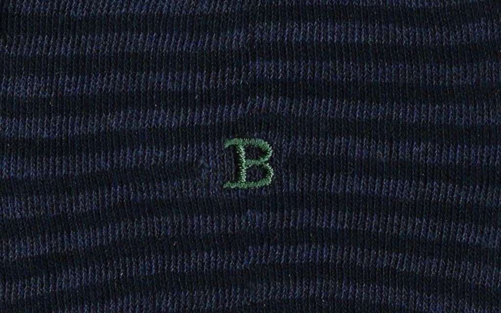 calza uomo riga blu navy - blu melange cotone organico personalizzata iniziali ricamate lettera B B_303A