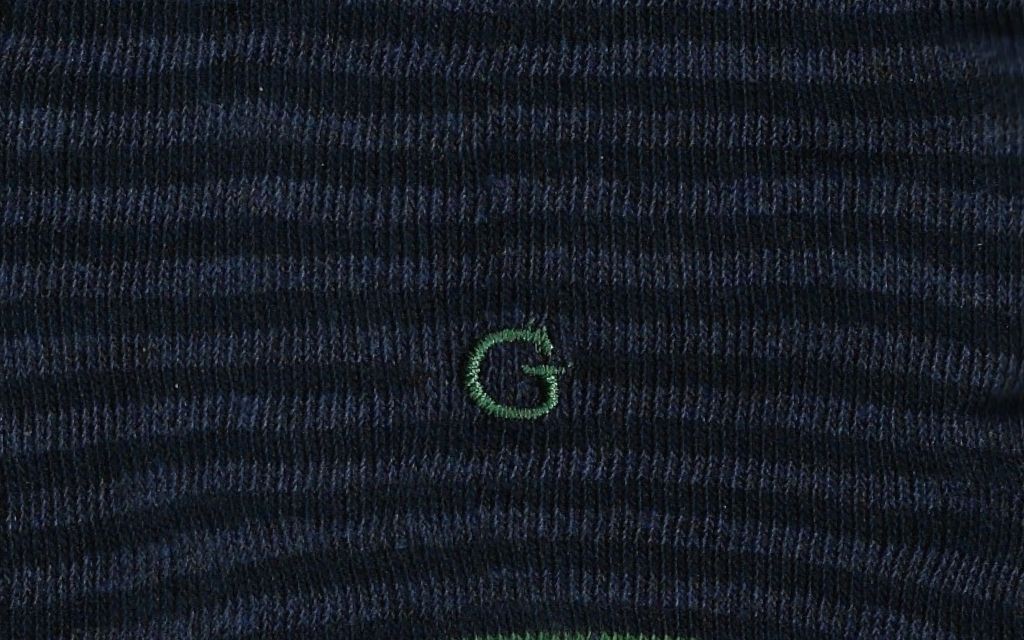 calza uomo riga blu navy - blu melange cotone organico personalizzata iniziali ricamate lettera G G_303A