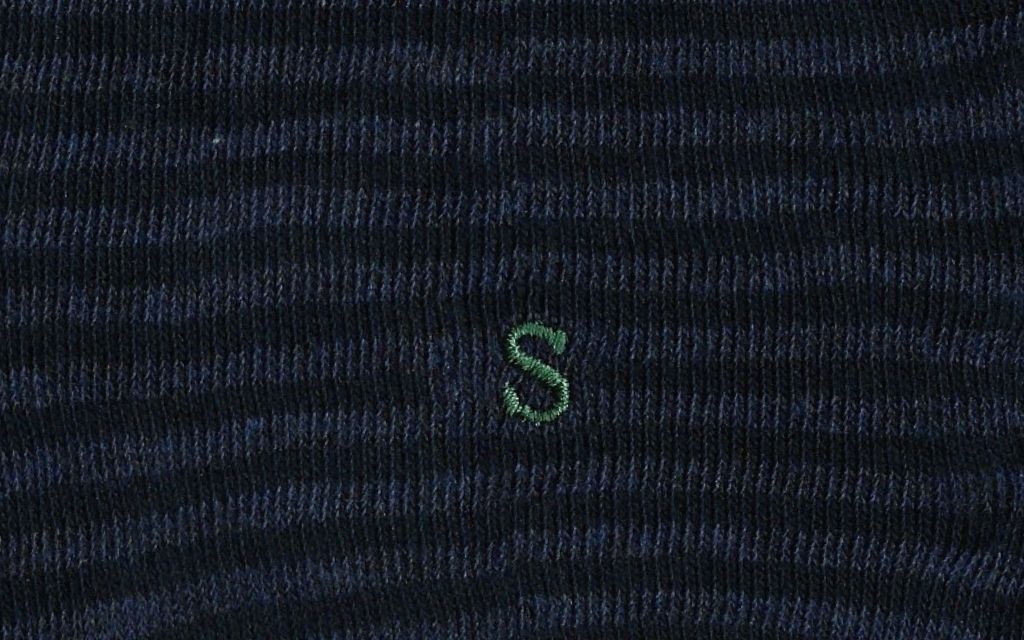 calza uomo riga blu navy - blu melange cotone organico personalizzata iniziali ricamate lettera S S_303A