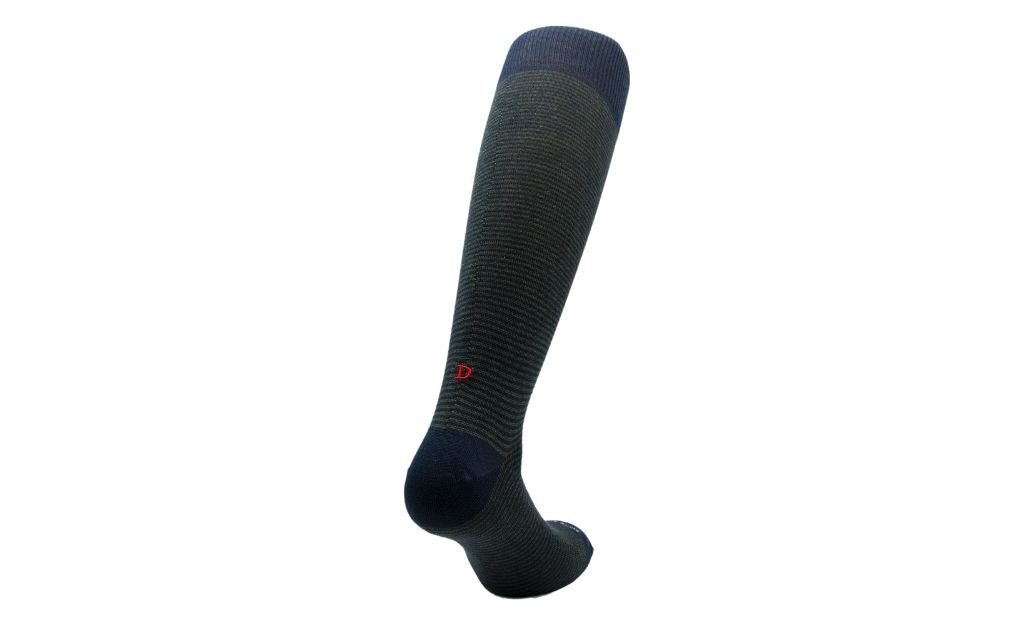 calza uomo riga blu navy - verde scuro cotone organico personalizzata iniziali ricamate 402___A