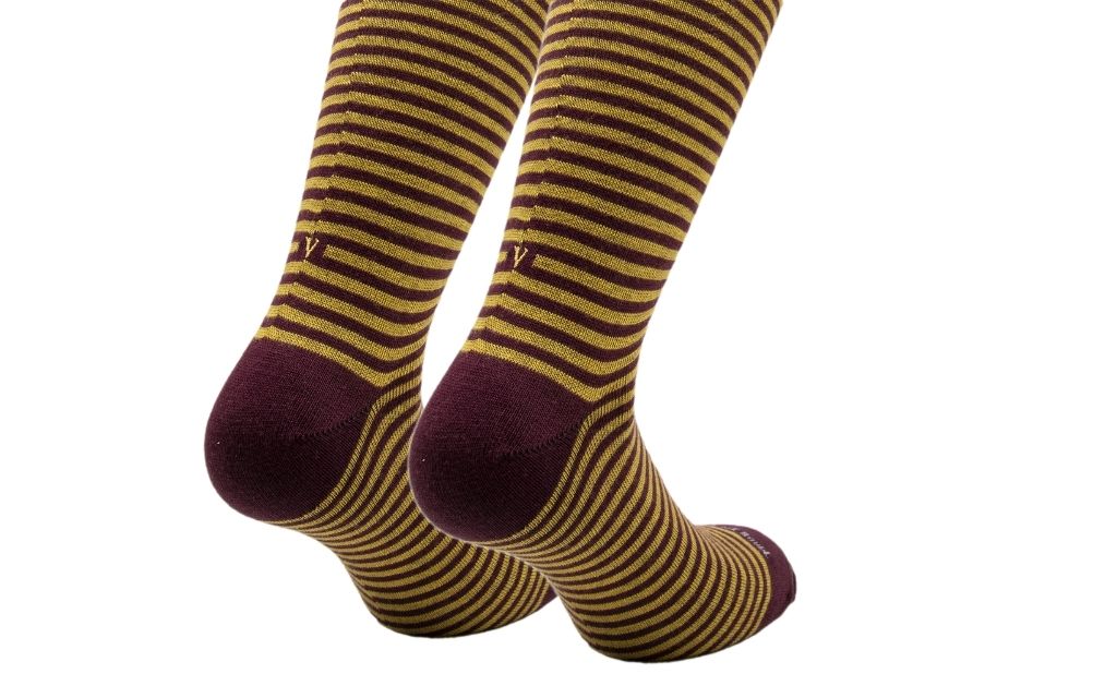 calza uomo riga bordo' - senape cotone organico personalizzata iniziali ricamate 308__A