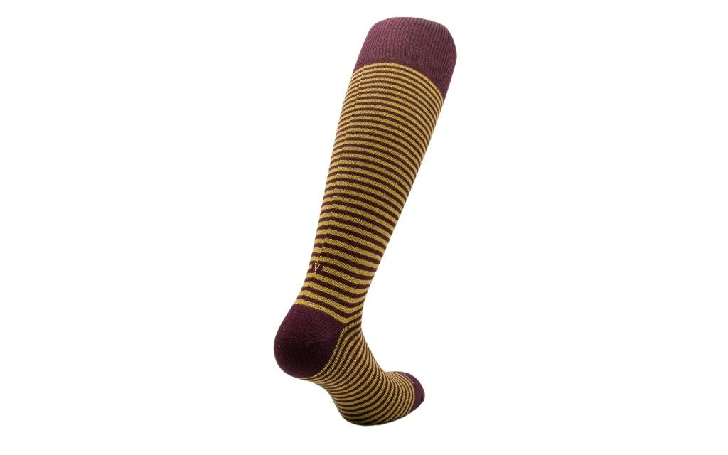 calza uomo riga bordo' - senape cotone organico personalizzata iniziali ricamate 308___A