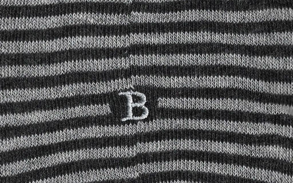 calza uomo riga grigia chiara - grigia melange cotone organico personalizzata iniziali ricamate lettera B B_302A