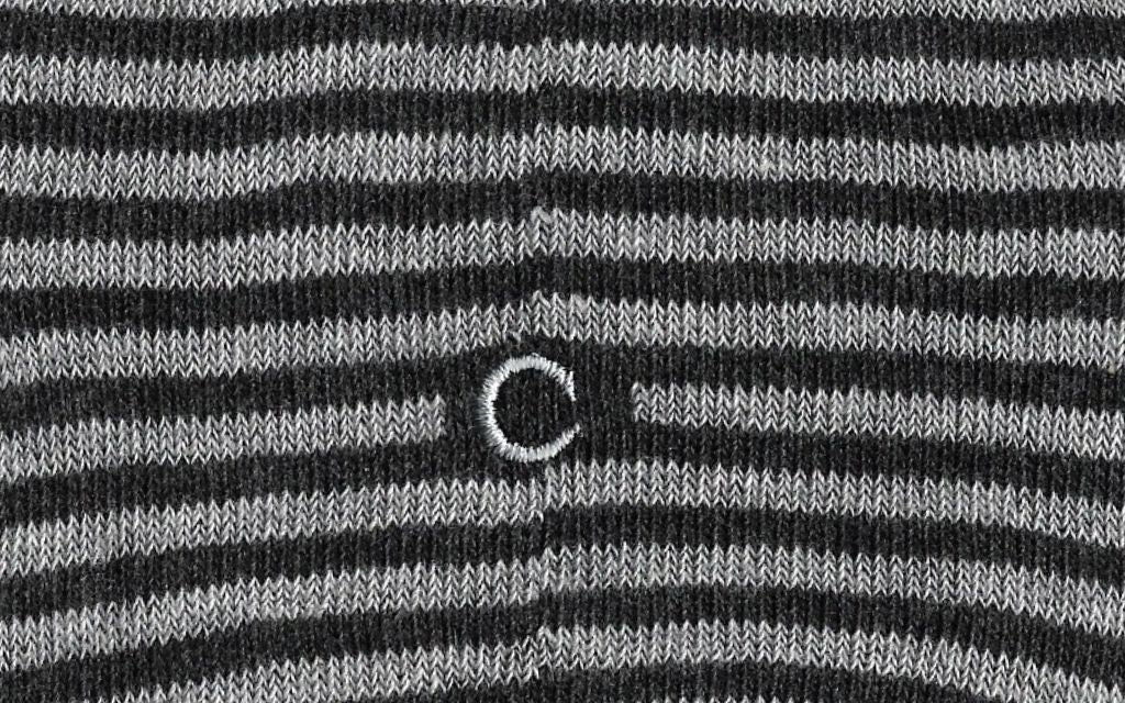 calza uomo riga grigia chiara - grigia melange cotone organico personalizzata iniziali ricamate lettera C C_302A