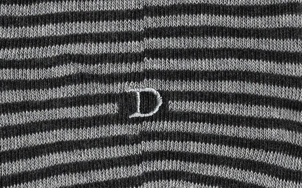 calza uomo riga grigia chiara - grigia melange cotone organico personalizzata iniziali ricamate lettera D D_302A