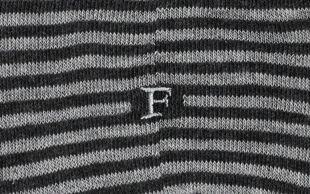 calza uomo riga grigia chiara - grigia melange cotone organico personalizzata iniziali ricamate lettera F F_302A