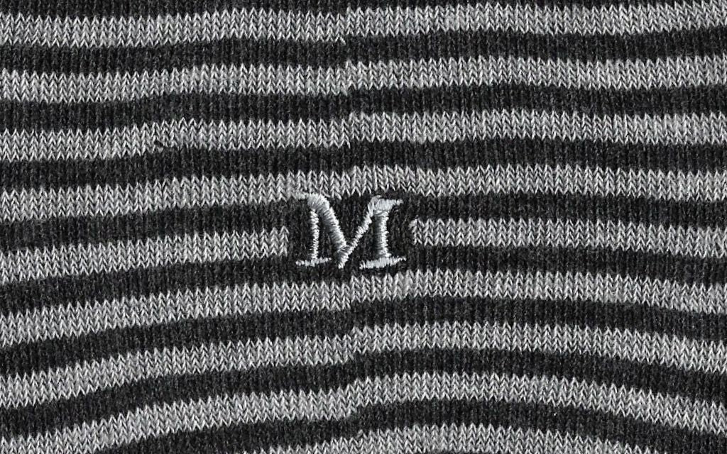 calza uomo riga grigia chiara - grigia melange cotone organico personalizzata iniziali ricamate lettera M M_302A