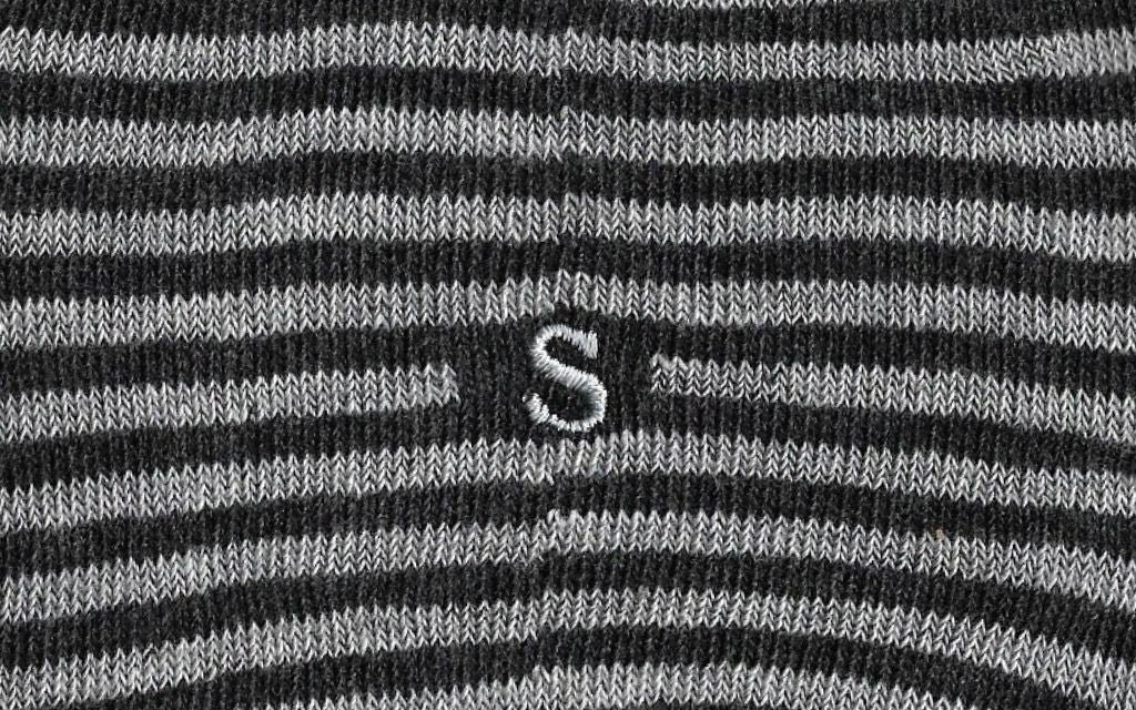 calza uomo riga grigia chiara - grigia melange cotone organico personalizzata iniziali ricamate lettera S S_302A