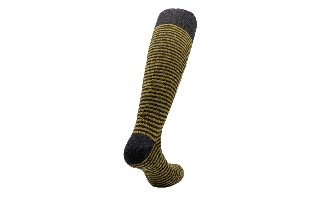 calza uomo riga grigio antracite - senape cotone organico personalizzata iniziali ricamate 307___A